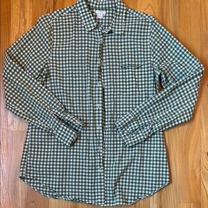J. Crew Green and White Button Down Shirt